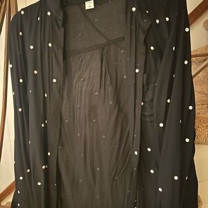 Old Navy Black Blouse with White Polka Dots
